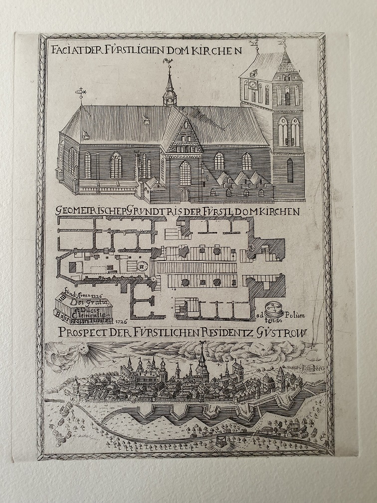 Drucken einer 300 Jahre alte Kupferplatte vom Güstrower Dom